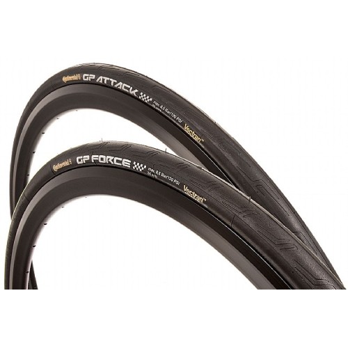TIRE 700c SET FOLDING BEAD CONTINENTAL GRAN PRIX ATTACK(22mm FRONT) & FORCE(24mm REAR) BLACK