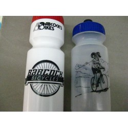 WATER BOTTLE BABCOCK SHOP WHITE or CLEAR w/ VARIOUS COLOR TOPS
